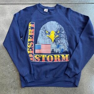 Vintage 90s Jerzees Desert Storm Size XL Navy Made In Usa Crewneck Sweatshirt